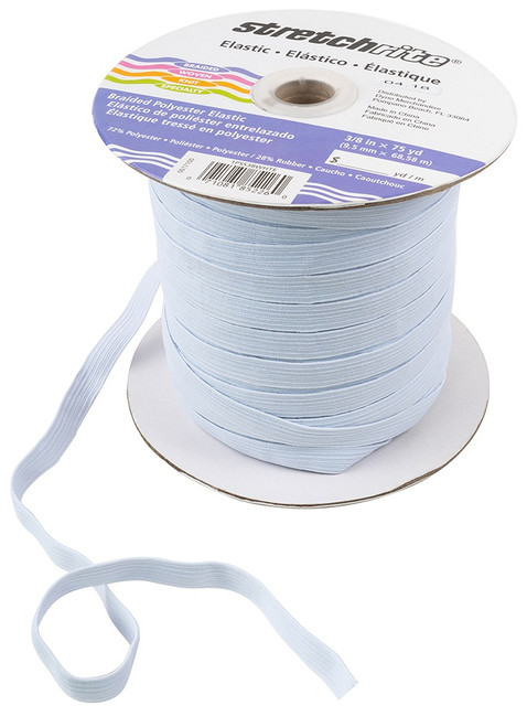 Stretchrite Braided Elastic .375"X75yd-White 1PSS38-W