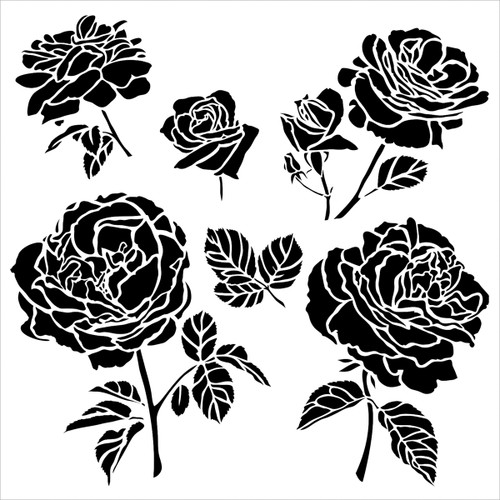 Crafter's Workshop Template 6"X6"-Cabbage Roses - 5A002K1D-514