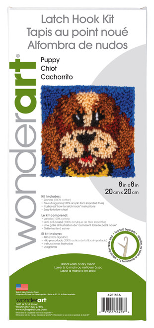 Wonderart Latch Hook Kit 8"X8"-Puppy - 426136C Wonderart Latch Hook Kit 8"X8"-Puppy - 426136C