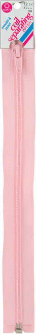 Coats Coil Separating Zipper 12"-Light Pink F48 12-30 - 073650898051