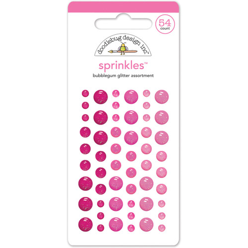 Doodlebug Sprinkles Adhesive Glitter Enamel Dots 54/Pkg-Bubblegum MONOSG-4534