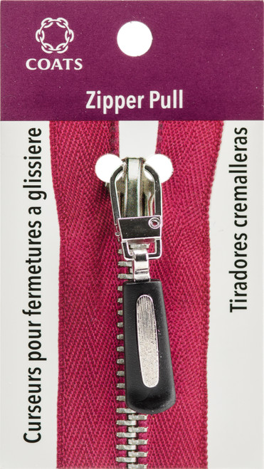 Coats Zipper Pull-Black Rubber & Silver - F11-402SI - 073650014499