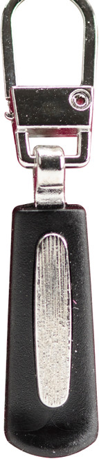 Coats Zipper Pull-Black Rubber & Silver F11-402SI