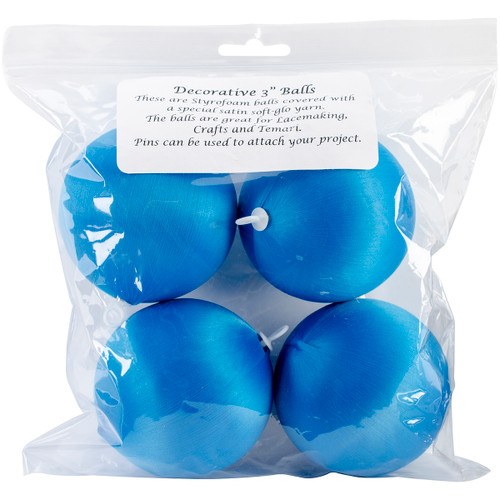 Handy Hands Decor Satin Covered Styrofoam Balls 3" 4/Pkg-Turquoise SBN3-TU - 769826327288