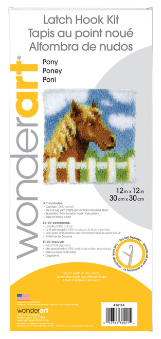 Wonderart Latch Hook Kit 12"X12"-Pony 426134C