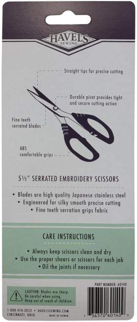 Havel's Sew Creative Embroidery Scissors 5.5"-Serrated - 60140 Havel's Sew Creative Embroidery Scissors 5.5"-Serrated - 60140
