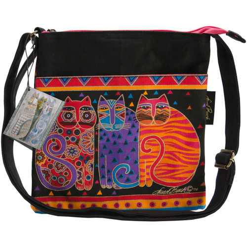 Laurel Burch Crossbody Purse Zipper Top 10"X10"-Feline Friends - LB776 - 651462074025 Laurel Burch Crossbody Purse Zipper Top 10"X10"-Feline Friends - LB776 - 651462074025