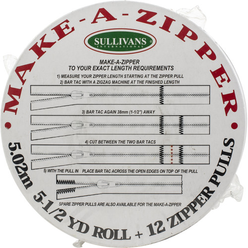 Sullivans Make-A-Zipper Kit 5.5yd-White - 951-49 - 739301951499