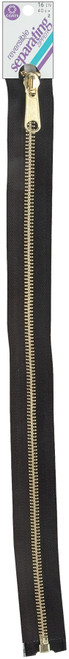 Coats Reversible Separating Metal Zipper 16"-Black F52 16-2 - 073650879630