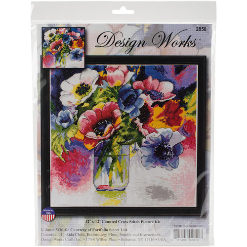 Design Works Counted Cross Stitch Kit 10"X14"-Watercolor Anemonies (14 Count) DW2850 - 021465028507
