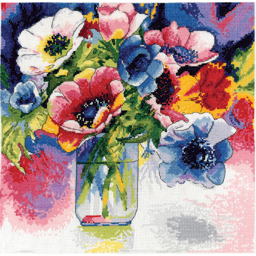 Design Works Counted Cross Stitch Kit 10"X14"-Watercolor Anemonies (14 Count) - DW2850 Design Works Counted Cross Stitch Kit 10"X14"-Watercolor Anemonies (14 Count) - DW2850