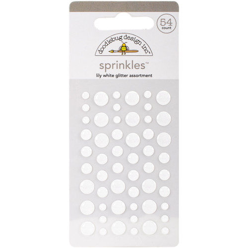Doodlebug Sprinkles Adhesive Glitter Enamel Dots 54/Pkg-Lily White MONOSG-4542 - 842715045422
