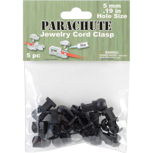 Pepperell Braiding Parachute Jewelry Cord Clasp 5mm 5/Pkg-Black -PCBUC10R - 725879307585