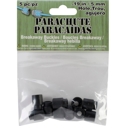 Pepperell Braiding Parachute Breakaway Buckles 5mm 5/Pkg-Black PCBUC10S - 725879307592