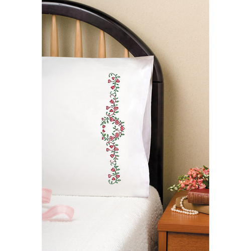 Tobin Stamped For Embroidery Pillowcase Pair 20"X30"-Heart Vine T232133