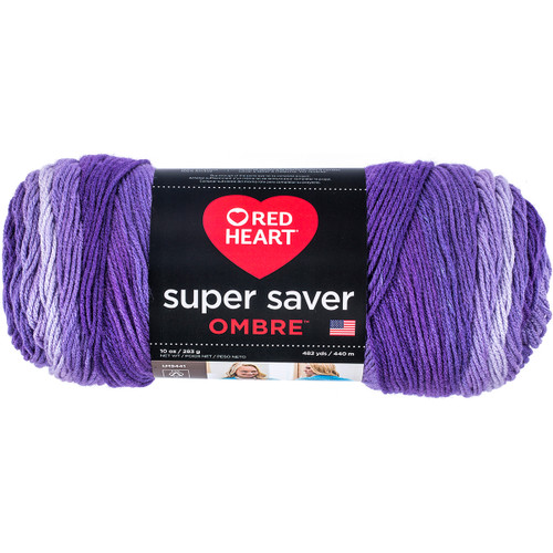 Red Heart Super Saver Ombre Yarn-Violet E305-3969 - 073650020353