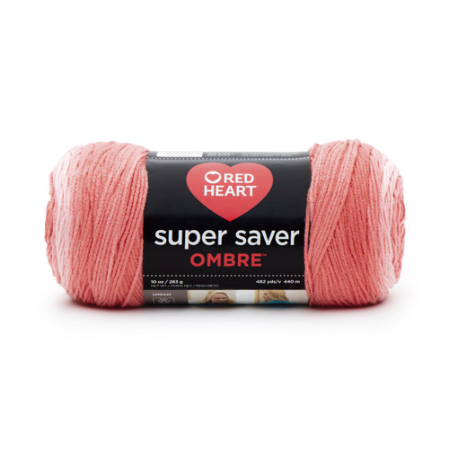 Red Heart Super Saver Ombre Yarn-Deep Sea Coral - E305-3967 - 073650020339