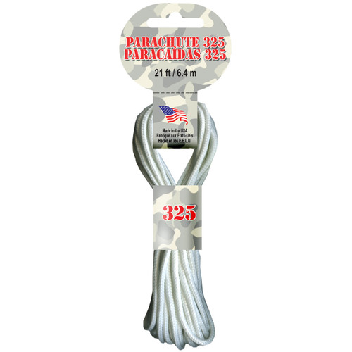 Pepperell Braiding Parachute Cord 3mmx21'-White PARA2-101 - 725879308001