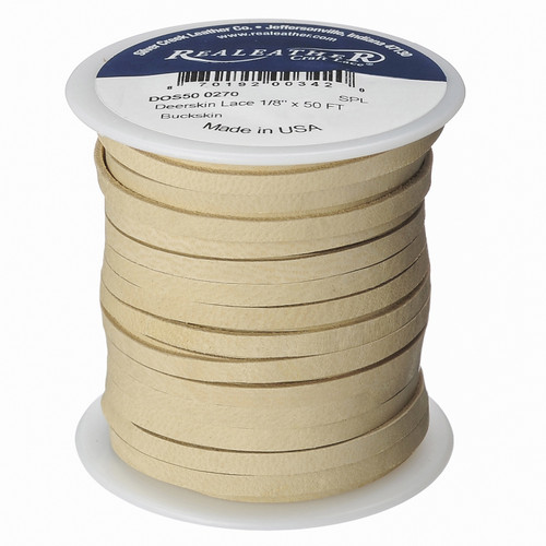 Realeather(R) Crafts Deerskin Lace 1/8"X50' Spool-Buckskin - DOS50-0270 - 870192003420