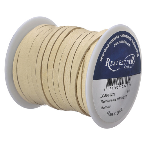 Realeather(R) Crafts Deerskin Lace 1/8"X50' Spool-Buckskin - DOS50-0270