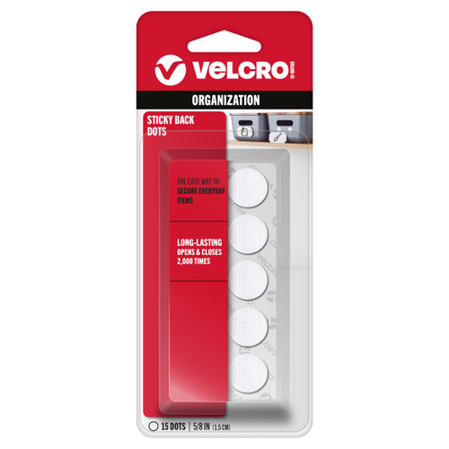 VELCRO(R) Brand Sticky Back Coins .625" 15/Pkg-White - 90070 - 075967900700 VELCRO(R) Brand Sticky Back Coins .625" 15/Pkg-White - 90070 - 075967900700