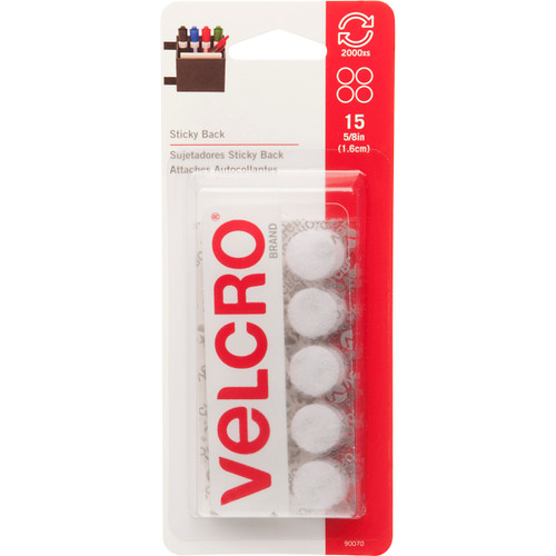 VELCRO(R) Brand Sticky Back Coins .625" 15/Pkg-White - 90070