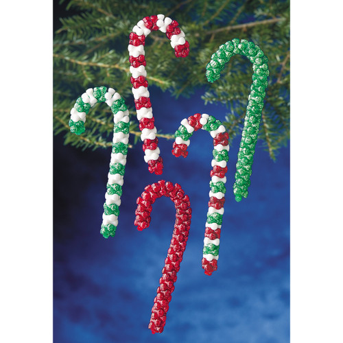 The Beadery Holiday Beaded Ornament Kit-Candy Cane Assortment Makes 16 BOK-5688