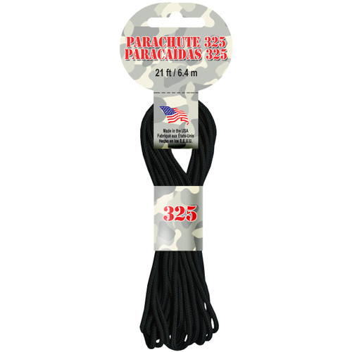 Pepperell Braiding Parachute Cord 3mmx21'-Black - PARA2-124 - 725879308100