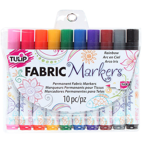 Tulip Permanent Fabric Markers 10/Pkg-Rainbow - 3164-8 - 017754316486