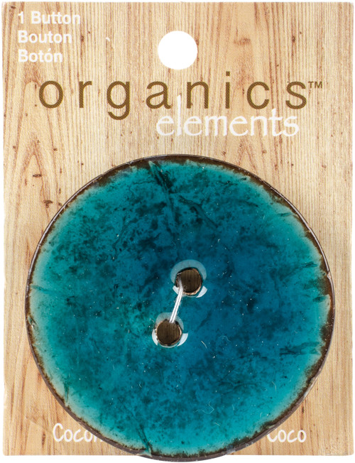 Blumenthal Organic Elements-Coconut Buttons 2-1/2" 1/Pkg-Turquoise 4700OE-1605 - 097327805241