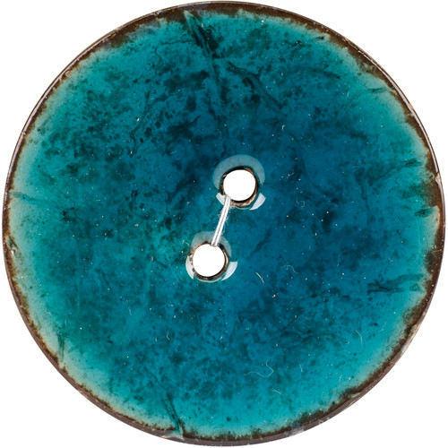 Blumenthal Organic Elements-Coconut Buttons 2-1/2" 1/Pkg-Turquoise 4700OE-1605