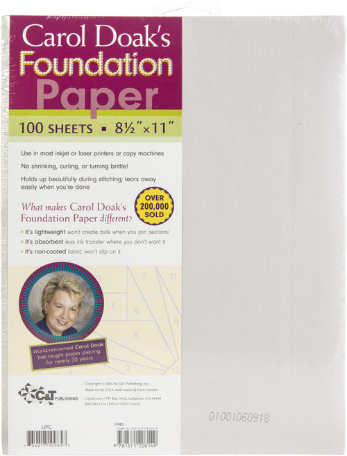 C&T Publishing Carol Doak's Foundation Paper 100/Pkg-8.5"X11" - 10985 - 97815712081499781571208149