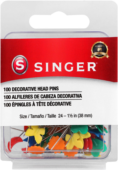 Singer Decorative Straight Pins-Size 24 100/Pkg 00359 - 075691003593