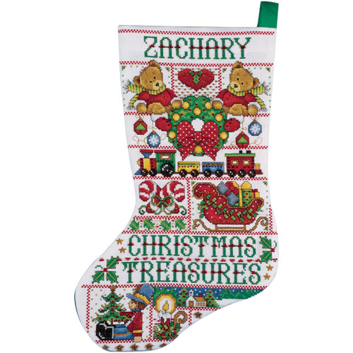Design Works Counted Cross Stitch Stocking Kit 17" Long-Christmas Treasure (14 Count) - DW5960 - 021465059600
