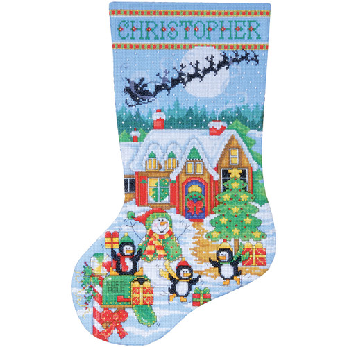 Design Works Counted Cross Stitch Stocking Kit 17" Long-Penguin Party (14 Count) DW5972 - 021465059723