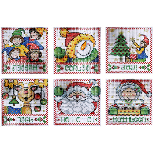 Design Works Counted Cross Stitch Kit 4"X4" Set of 6-Holiday Tags (14 Count) DW1691 - 021465016917