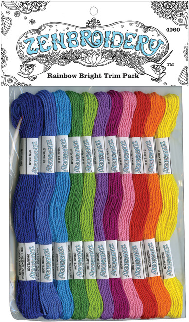 Design Works/Zenbroidery Stitching Trim Pack 12/Pkg-Rainbow DW4060