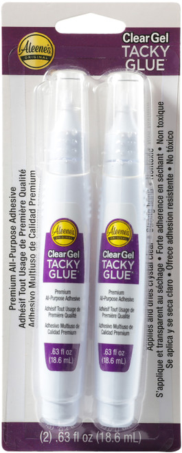 Aleene's Clear Gel Tacky Glue Pens 2/Pkg-.63oz - 29618 - 017754296184