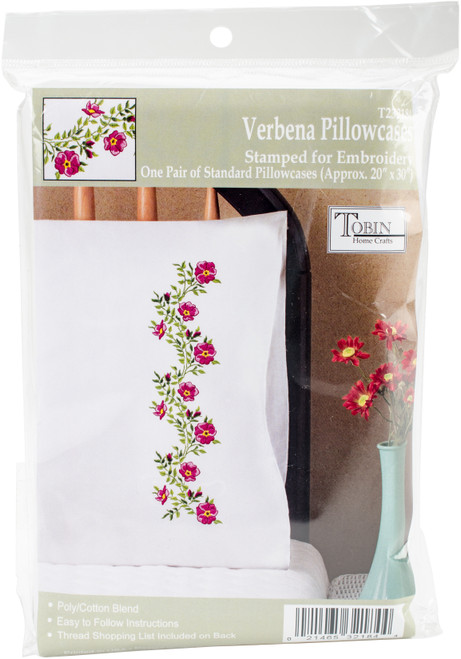 Tobin Stamped For Embroidery Pillowcase Pair 20"X30"-Verbena -T232184 - 021465321844