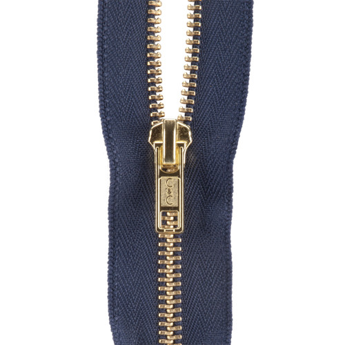 Coats Heavyweight Brass Separating Metal Zipper 24"-Navy - F25 24-13 - 073650832925