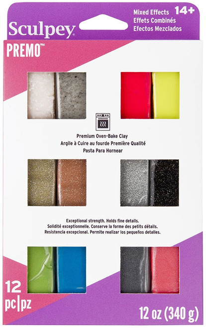 Sculpey Premo Premium Oven-Bake Clay 1oz 12/Pkg-Mixed Effects - PEVM-S-12 - 715891619230