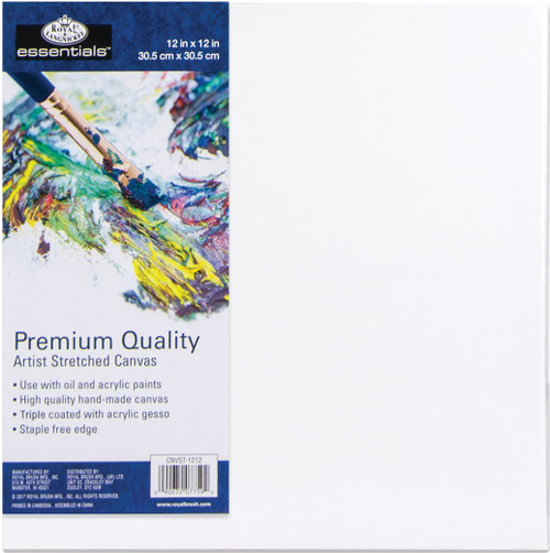 Royal Langnickel essentials(TM) Premium Stretched Canvas-12"x12" - CNV1212 - 090672077592