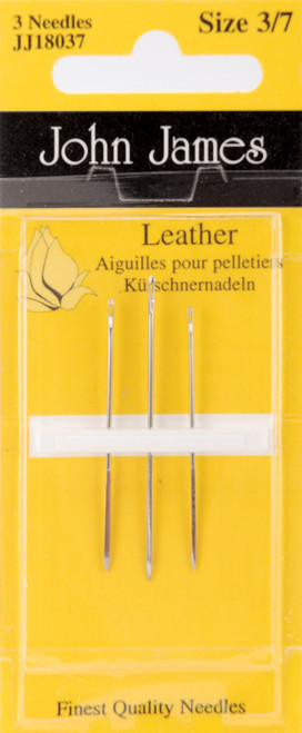 John James Leather Hand Needles-Size 3/7 3/Pkg JJ180-37 - 783932200976