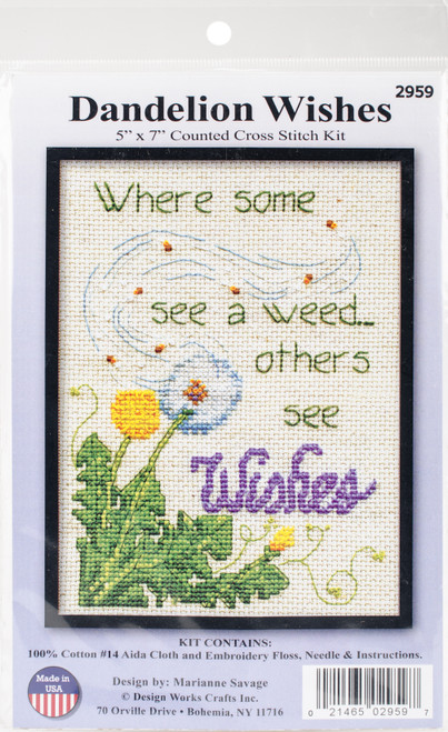 Design Works Counted Cross Stitch Kit 5"X7"-Dandelion Wishes (14 Count) 2959 - 021465029597