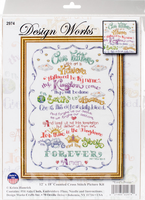 Design Works Counted Cross Stitch Kit 12"X18"-Lord's Prayer (14 Count) 2974 - 021465029740