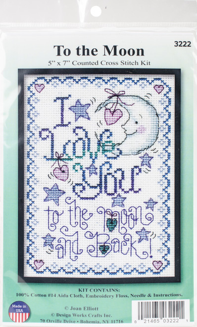 Design Works Counted Cross Stitch Kit 5"X7"-To The Moon (14 Count) DW3222 - 021465032221