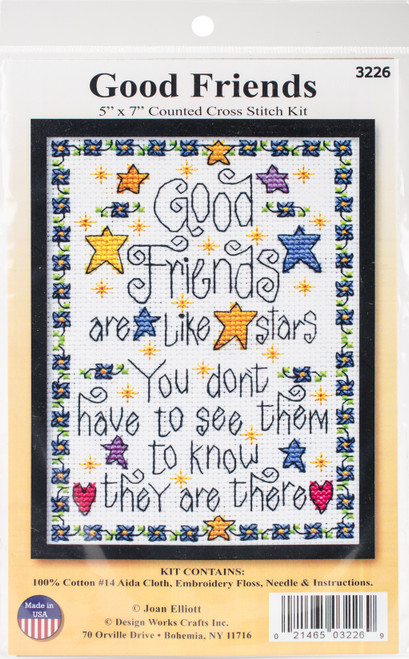 Design Works Counted Cross Stitch Kit 5"X7"-Good Friends (14 Count) - 3226 - 021465032269 Design Works Counted Cross Stitch Kit 5"X7"-Good Friends (14 Count) - 3226 - 021465032269
