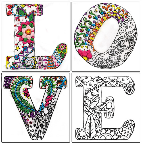 Design Works/Zenbroidery Stamped Embroidery Kit 12"X12"-Love - DW4038 Design Works/Zenbroidery Stamped Embroidery Kit 12"X12"-Love - DW4038