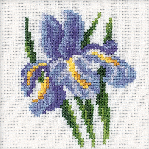 RTO Counted Cross Stitch Kit 4"X4"-Iris Flower (14 Count) H172