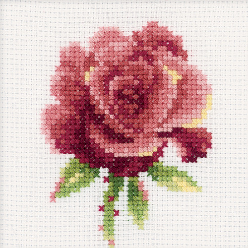 RTO Counted Cross Stitch Kit 4"X4"-Red Rose (14 Count) - H168
